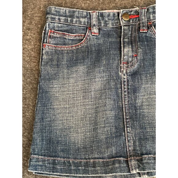 Gap Jeans Skirt Short Mini Blue Denim Pink Red Heart Shape Back Pocket Girl 7 - Picture 3 of 11